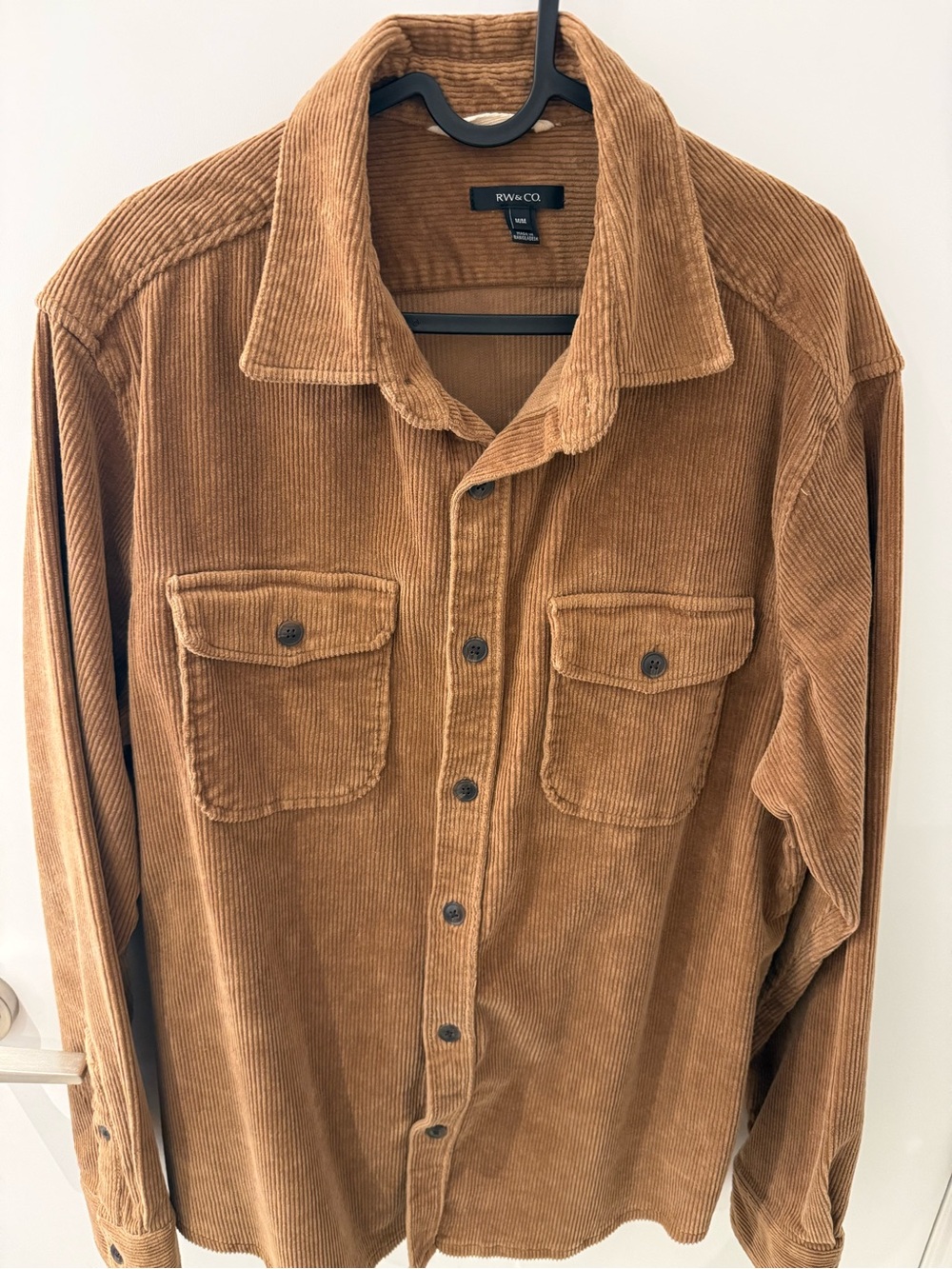 RW&CO. Men's Brown Corduroy Button-Up Shirt Medium